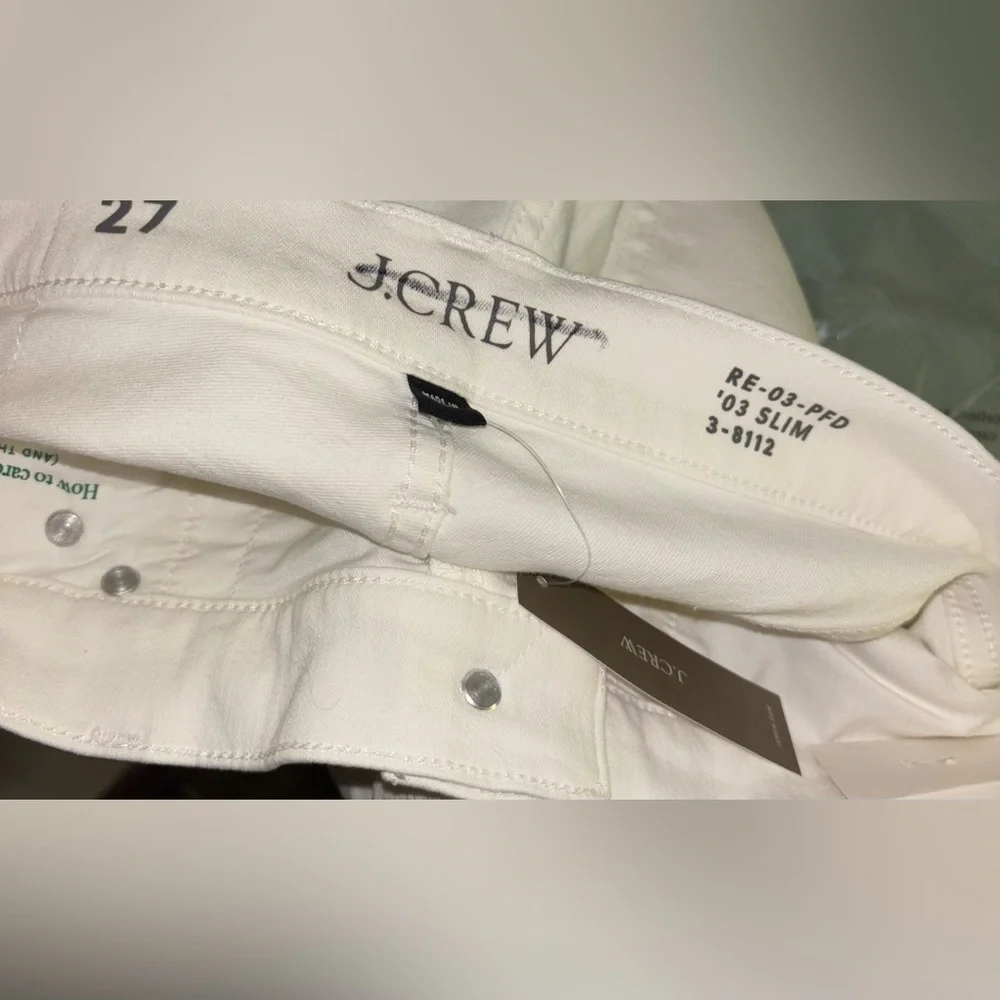 NWT J.Crew White Denim Slim Fit Jeans Size 27 Casual Closet Staple Preppy